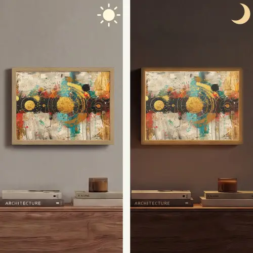 Kunst - Abstract - Aesthetic - Goud Light Box met batterij (Wandlamp) middel -sfeer3