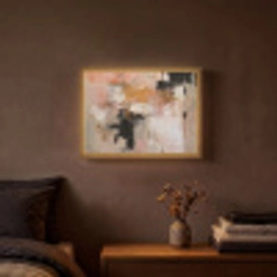 Kunst - Abstract - Beige - Verf Light Box met batterij (Wandlamp) middel -sfeer4