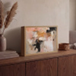 Kunst - Abstract - Beige - Verf Light Box met batterij (Wandlamp) middel -sfeer2