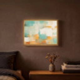 Kunst - Abstract - Blauw - Wit Light Box met batterij (Wandlamp) middel -sfeer4
