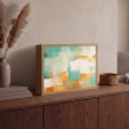 Kunst - Abstract - Blauw - Wit Light Box met batterij (Wandlamp) middel -sfeer2