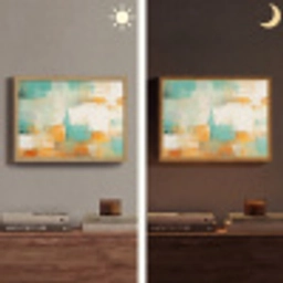 Kunst - Abstract - Blauw - Wit Light Box met batterij (Wandlamp) middel -sfeer3
