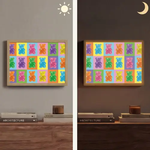 Art- Snoep - Kleurrijk Light Box met batterij (Wandlamp) middel -sfeer3