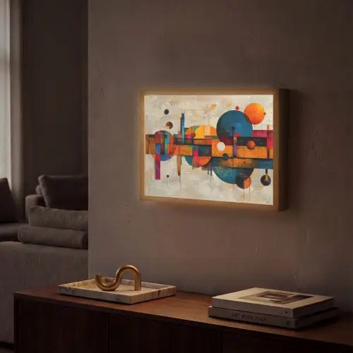 Kunst - Kleurrijk - Modern - Vormen Light Box met batterij (Wandlamp) middel -sfeer1