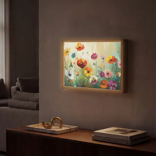 Kunst - Bloemen - Lente - Natuur Light Box met batterij (Wandlamp) middel -sfeer1