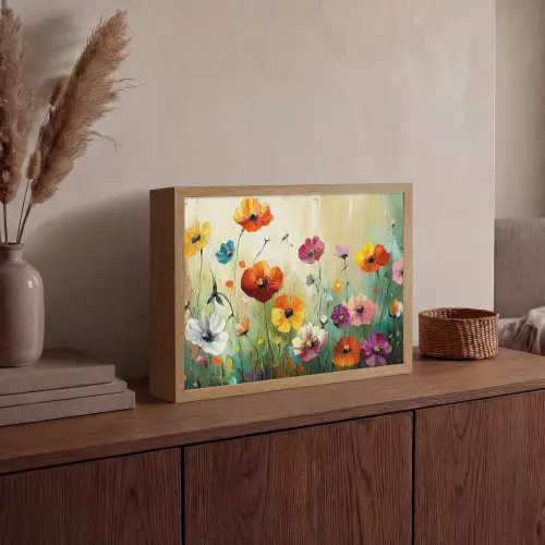 Kunst - Bloemen - Lente - Natuur Light Box met batterij (Wandlamp) middel -sfeer2