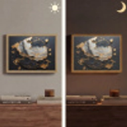 Kunst - Goud - Zwart - Modern - Abstract Light Box met batterij (Wandlamp) middel -sfeer3