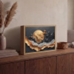 Kunst - Goud - Modern - Abstract Light Box met batterij (Wandlamp) middel -sfeer2