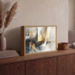 Kunst - Goud - Zilver - Abstract Light Box met batterij (Wandlamp) middel -sfeer2