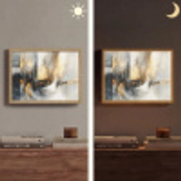 Kunst - Goud - Zilver - Abstract Light Box met batterij (Wandlamp) middel -sfeer3