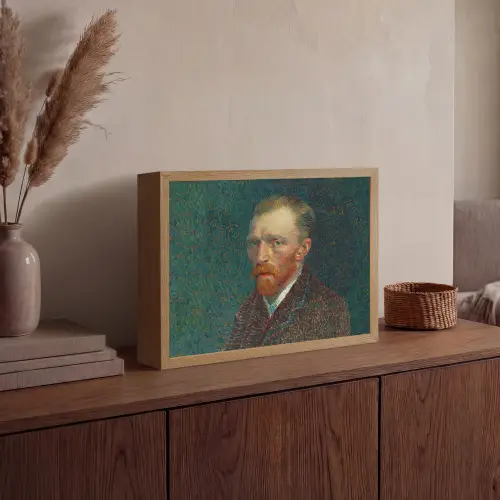 Kunst - Van Gogh - Oude meesters - Zelfportret Light Box met batterij (Wandlamp) middel -sfeer2