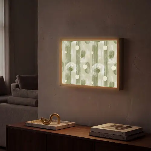 Artistiek - Modern - Groen Light Box met batterij (Wandlamp) middel 907 -sfeer1