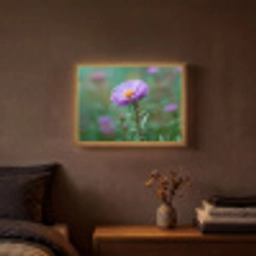 Aster - Paars - Bloem - Blaadjes Light Box met batterij (Wandlamp) middel -sfeer4
