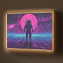 Astronaut - Maan - Roze - Sterrennevels Light Box met batterij (Wandlamp) middel -z3d_website