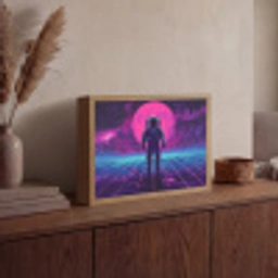 Astronaut - Maan - Roze - Sterrennevels Light Box met batterij (Wandlamp) middel -sfeer2
