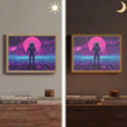 Astronaut - Maan - Roze - Sterrennevels Light Box met batterij (Wandlamp) middel -sfeer3