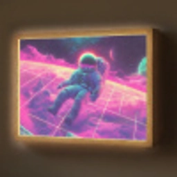 Astronaut - Neon - Roze - Wolken Light Box met batterij (Wandlamp) middel -z3d_website