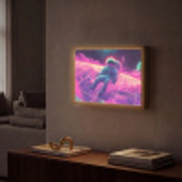 Astronaut - Neon - Roze - Wolken Light Box met batterij (Wandlamp) middel -sfeer1