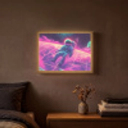 Astronaut - Neon - Roze - Wolken Light Box met batterij (Wandlamp) middel -sfeer4
