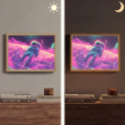 Astronaut - Neon - Roze - Wolken Light Box met batterij (Wandlamp) middel -sfeer3