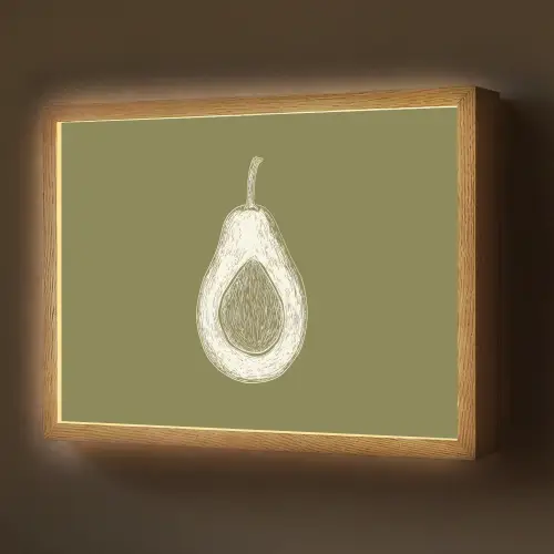 Avocado - Minimalistisch - Illustratie - Groen Light Box met batterij (Wandlamp) middel -z3d_website