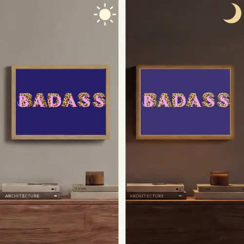 Badass - Panterpint - Schaduw - Roze Light Box met batterij (Wandlamp) middel -sfeer3