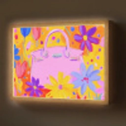 Tas - Roze - Bloemen Light Box met batterij (Wandlamp) middel -z3d_website