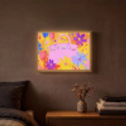 Tas - Roze - Bloemen Light Box met batterij (Wandlamp) middel -sfeer4