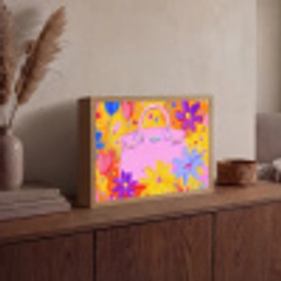 Tas - Roze - Bloemen Light Box met batterij (Wandlamp) middel -sfeer2