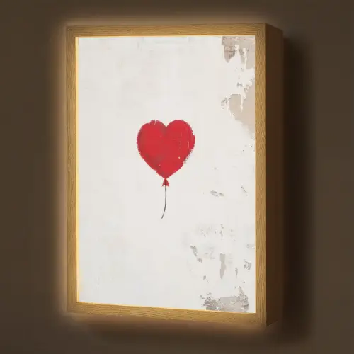 Ballon - Rood - Hart Light Box met batterij (Wandlamp) middel -z3d_website