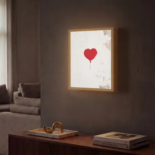 Ballon - Rood - Hart Light Box met batterij (Wandlamp) middel -sfeer1