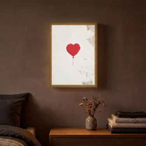 Ballon - Rood - Hart Light Box met batterij (Wandlamp) middel -sfeer4
