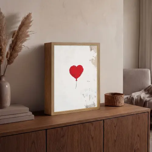 Ballon - Rood - Hart Light Box met batterij (Wandlamp) middel -sfeer2