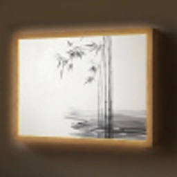 Bamboestammen - Water - Minimalistisch - Wit Light Box met batterij (Wandlamp) middel -z3d_website