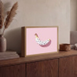 Banaan - Stippen - roze Light Box met batterij (Wandlamp) middel -sfeer2