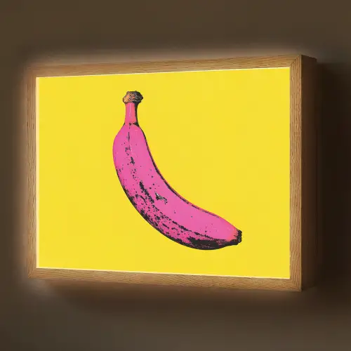 Banaan - Grafisch - Geel Light Box met batterij (Wandlamp) middel -z3d_website