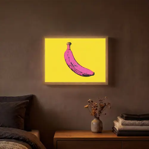 Banaan - Grafisch - Geel Light Box met batterij (Wandlamp) middel -sfeer4