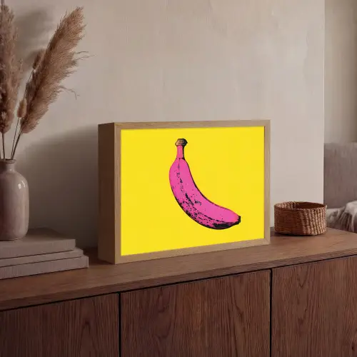 Banaan - Grafisch - Geel Light Box met batterij (Wandlamp) middel -sfeer2