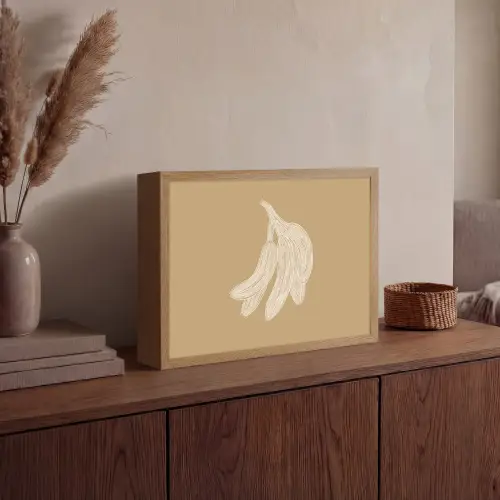 Bananen - Beige - Lijntekening - Minimalistisch Light Box met batterij (Wandlamp) middel -sfeer2