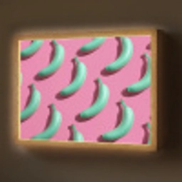 Bananen - Patroon - Blauw - Roze Light Box met batterij (Wandlamp) middel -z3d_website