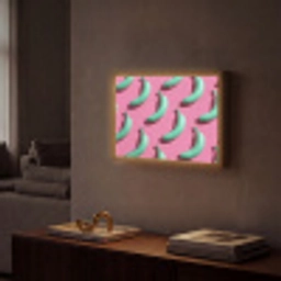 Bananen - Patroon - Blauw - Roze Light Box met batterij (Wandlamp) middel -sfeer1