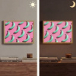 Bananen - Patroon - Blauw - Roze Light Box met batterij (Wandlamp) middel -sfeer3