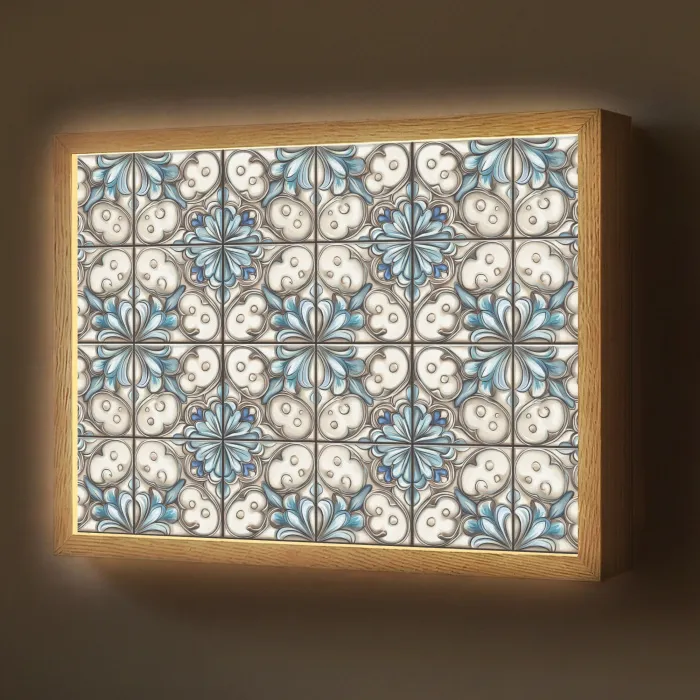 Barok - Tegel - Kleurrijk Light Box met batterij (Wandlamp) middel 907 -z3d_website