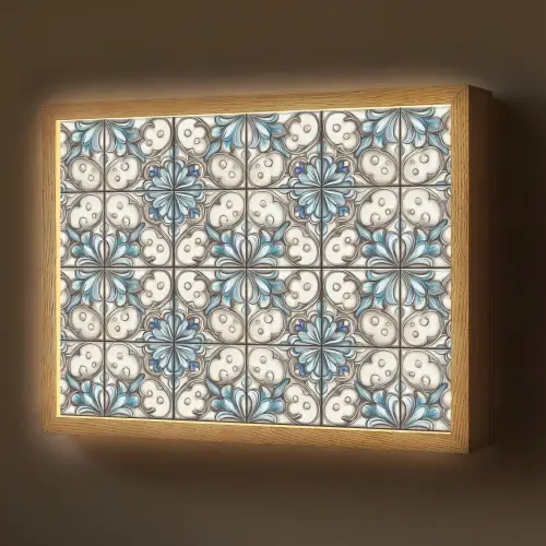 Barok - Tegel - Kleurrijk Light Box met batterij (Wandlamp) middel 907 -z3d_website