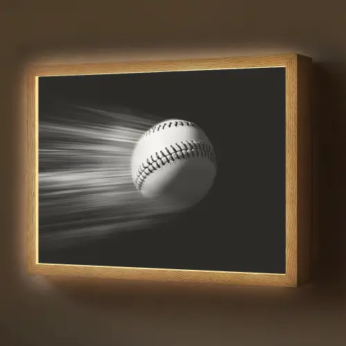 Honkbal - Wit - Vliegt Light Box met batterij (Wandlamp) middel -z3d_website