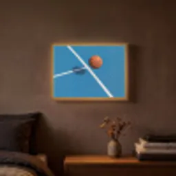 Basket - Bal - Blauw - Zwevend Light Box met batterij (Wandlamp) middel -sfeer4