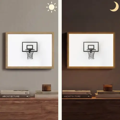 Basketbalbord - Minimalistisch - Zwart Light Box met batterij (Wandlamp) middel -sfeer3