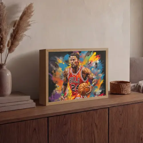 Basketbal - Verf - Kleuren - Rood Light Box met batterij (Wandlamp) middel -sfeer2
