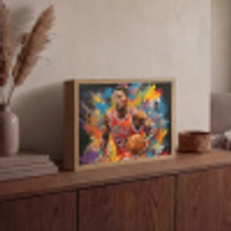 Basketbal - Verf - Kleuren - Rood Light Box met batterij (Wandlamp) middel -sfeer2