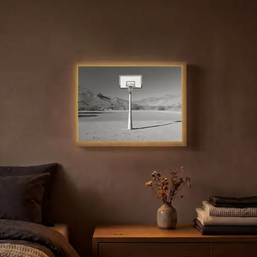 Basketbalpaal - Landschap - Zand - Wit Light Box met batterij (Wandlamp) middel -sfeer4